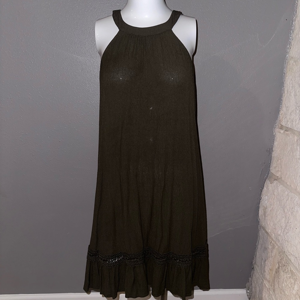 New York & Company Olive Halter Midi Dress